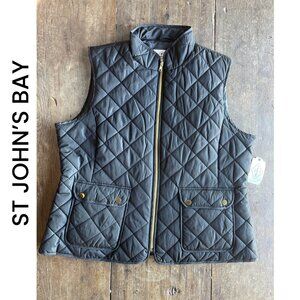 🔥NEW ST JOHN'S BAY I BLACK QUILT VEST I SIZE X-LARGE